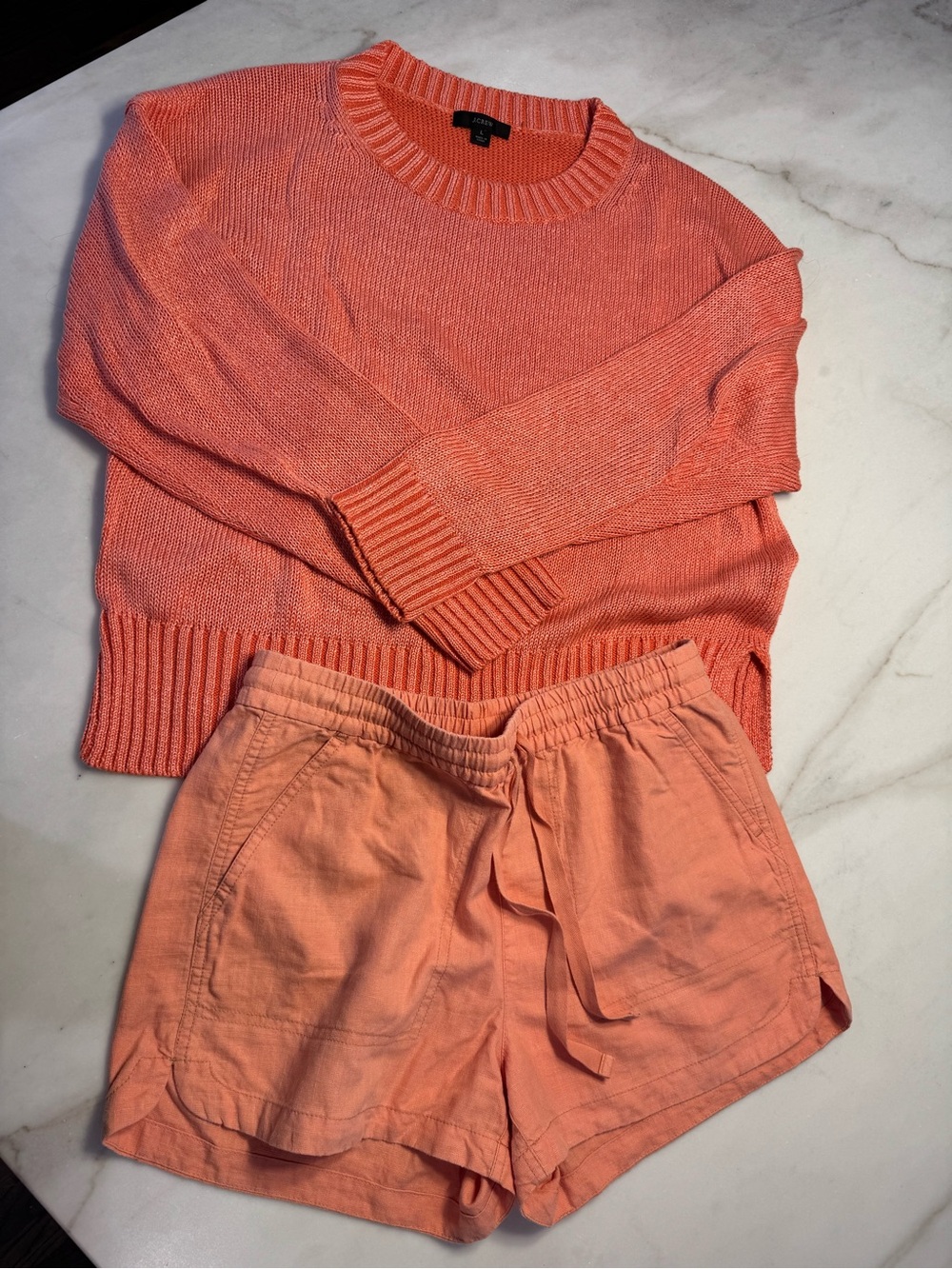 J. Crew Orange Ribbed Knit Crewneck Sweater